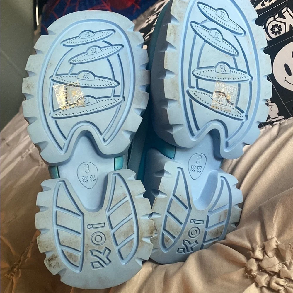 Koi Blue Lace Up Boots with Chunky Platform Sole